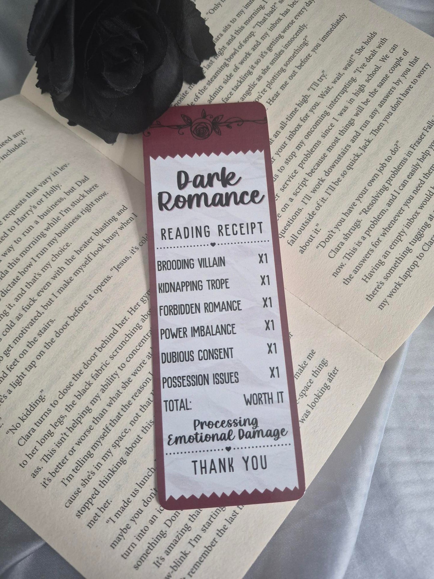 Dark Romance Receipt Bookmark
