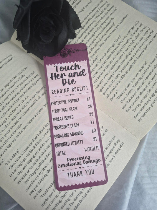 Touch Her And Die Receipt Bookmark