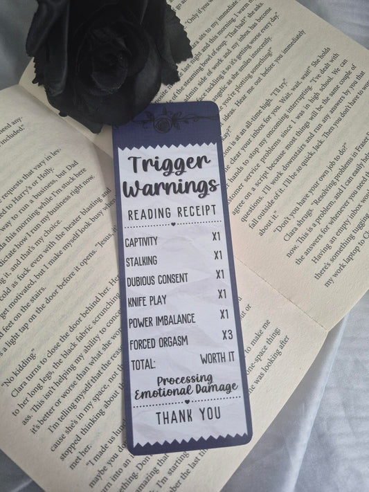 Trigger Warnings Receipt Bookmark