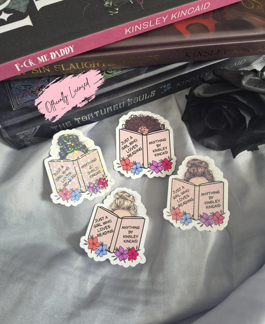 Just a Girl Who Loves Reading Anything By Kinsley Kincaid Sticker