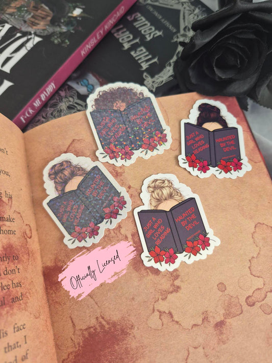Just a Girl Who Loves Reading Haunted By The Devil Sticker