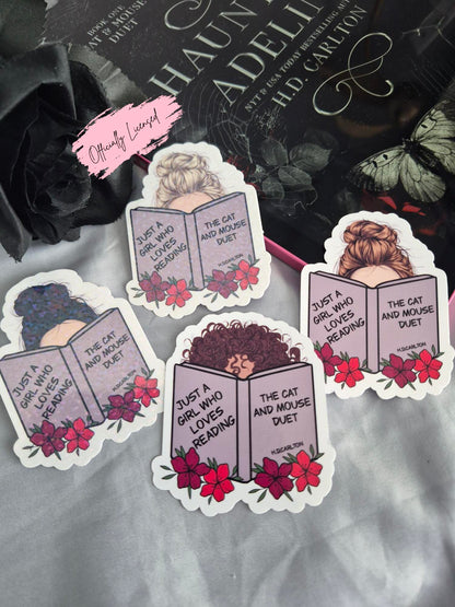 Just a Girl Who Loves Reading The Cat And Mouse Duet Sticker