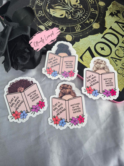 Just a Girl Who Loves Reading Anything By The Twisted Sisters Stickers