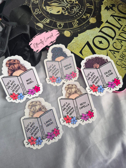 Just a Girl Who Loves Reading About The Zodiac Academy Men Stickers