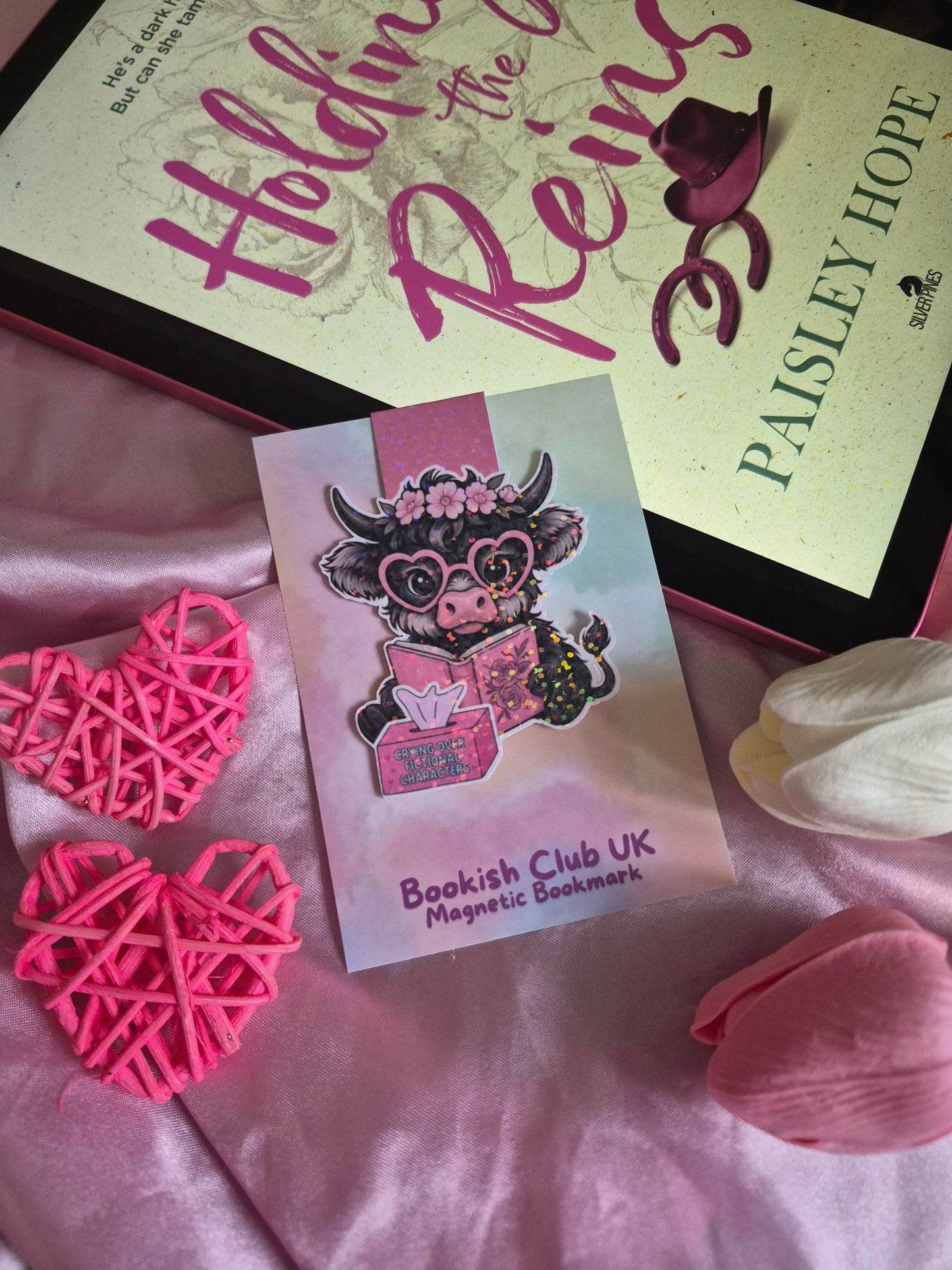 Highland Cow Crying Over Fictional Characters Magnetic Bookmark image 0